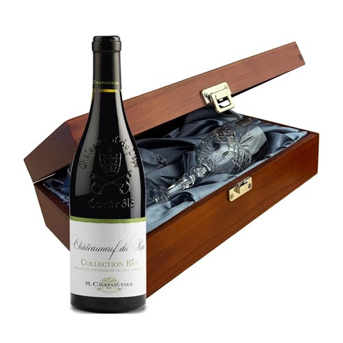 Chateauneuf-du-Pape Collection Bio M.Chapoutier 75cl Red Wine In Luxury Box With Royal Scot Wine Glass